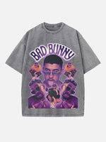 Bad Bunny Print Round Neck T-shirt
