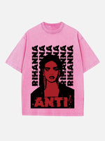Rihanna Print Round Neck T-shirt