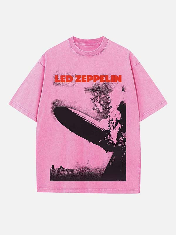 Led Zeppelin Print Round Neck T-shirt