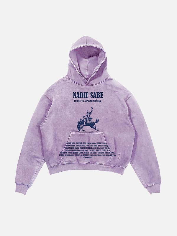 Bad Bunny Print Slant Pockets Hoodie