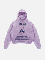 Bad Bunny Print Slant Pockets Hoodie