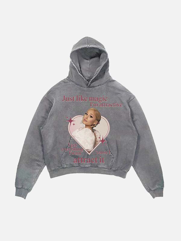Ariana Grande Print Slant Pockets Hoodie