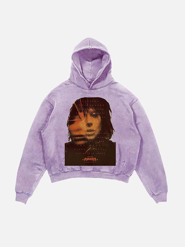 Lady Gaga Print Slant Pockets Hoodie