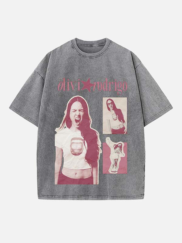Olivia Rodrigo Print Round Neck T-shirt