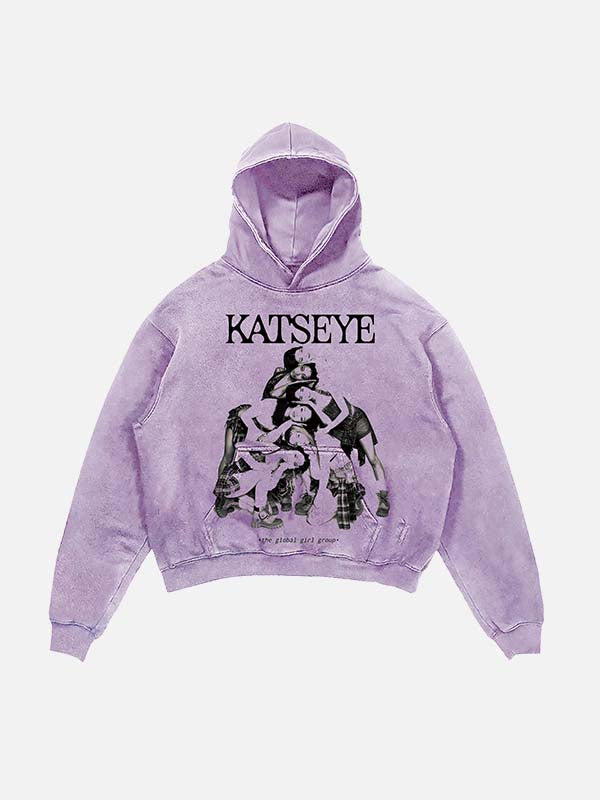 KATSEYE Print Slant Pockets Hoodie