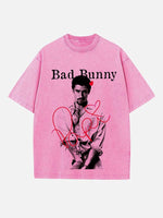 Bad Bunny Print Round Neck T-shirt