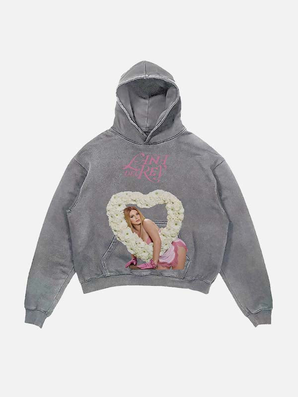 Lana Del Rey Print Slant Pockets Hoodie