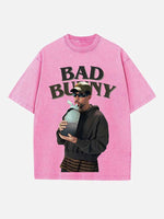 Bad Bunny Print Round Neck T-shirt