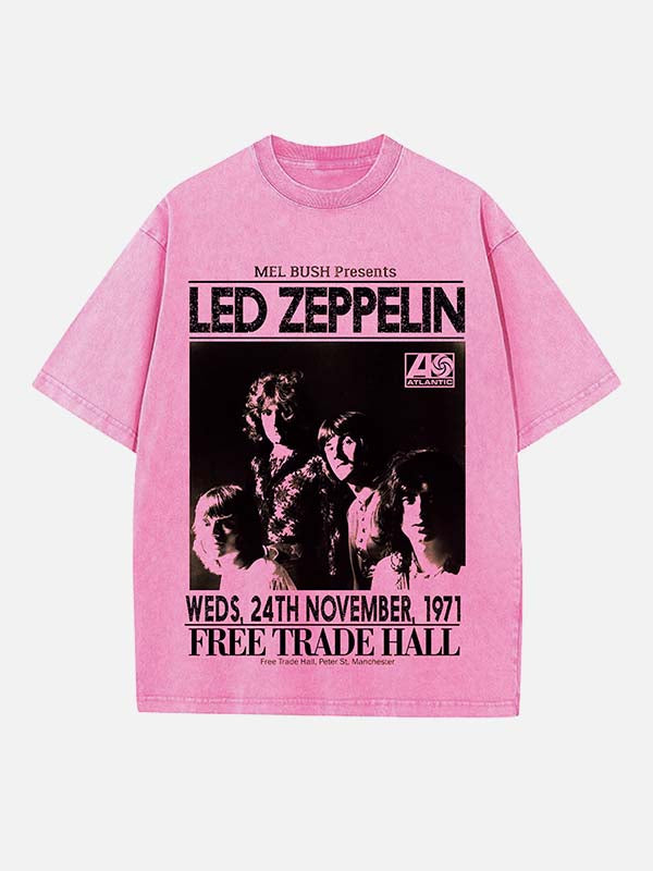 Led Zeppelin Print Round Neck T-shirt