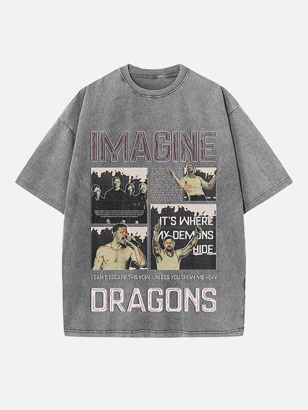 Imagine Dragons Print Round Neck T-shirt
