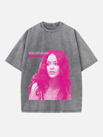 Rihanna Print Round Neck T-shirt
