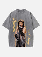 Rihanna Print Round Neck T-shirt