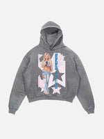 Britney Spears Print Slant Pockets Hoodie