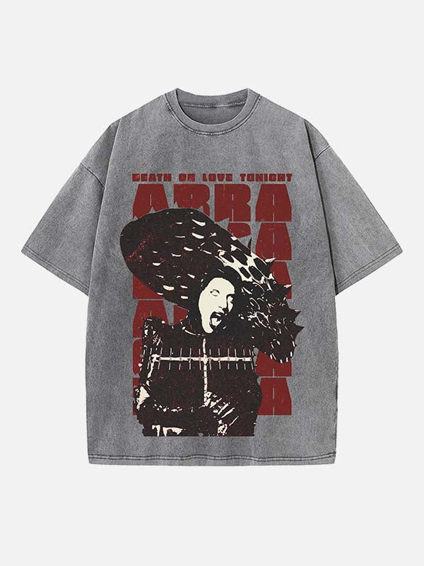 Lady Gaga Print Round Neck T-shirt