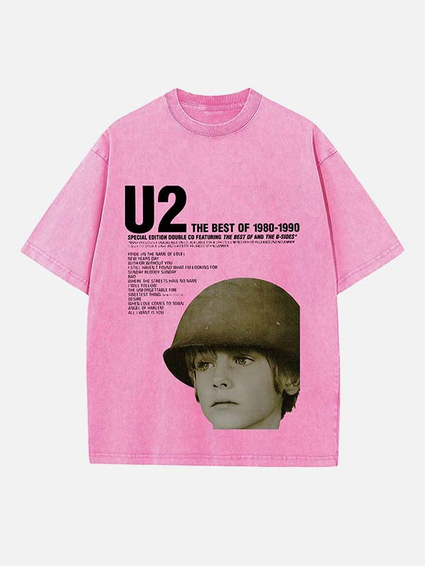 U2 Print Round Neck T-shirt