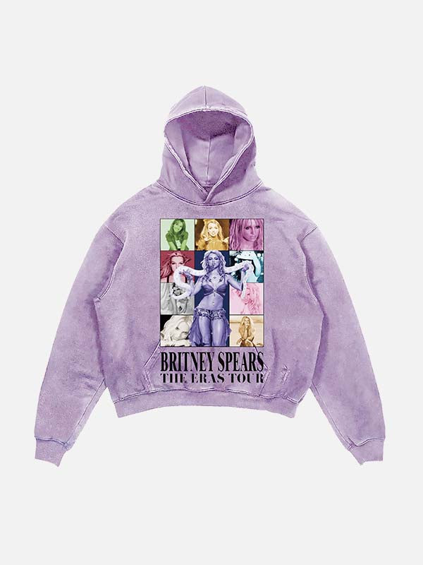 Britney Spears Print Slant Pockets Hoodie