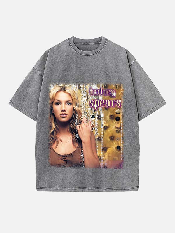 Britney Spears Print Round Neck T-shirt