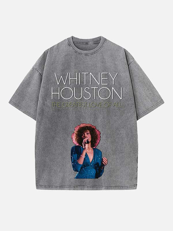 Whitney Houston Print Round Neck T-shirt