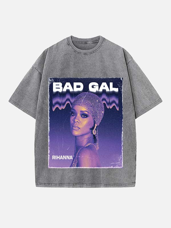 Rihanna Print Round Neck T-shirt