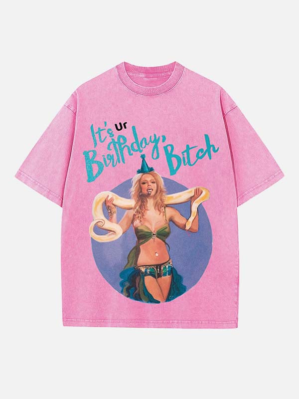Britney Spears Print Round Neck T-shirt