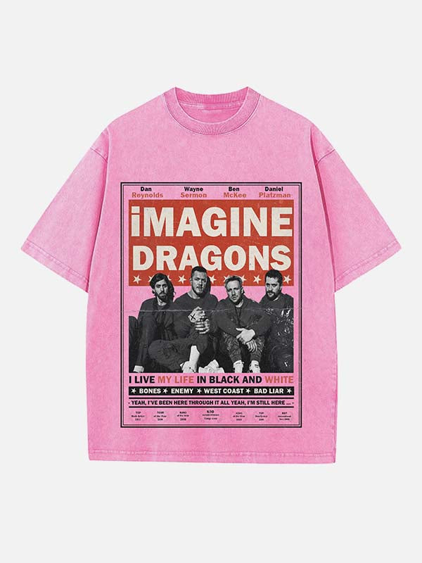 Imagine Dragons Print Round Neck T-shirt