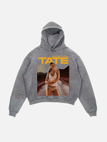 Tate McRae Print Slant Pockets Hoodie