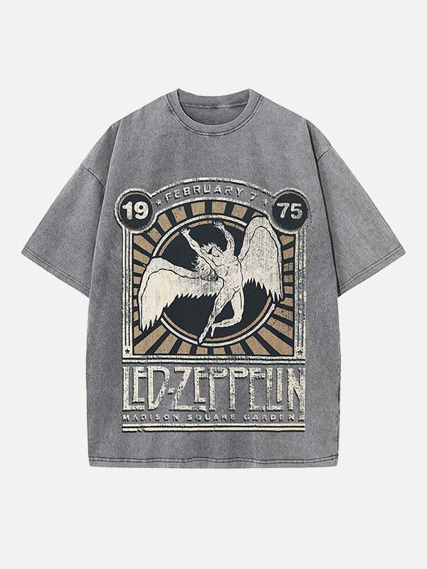 Led Zeppelin Print Round Neck T-shirt