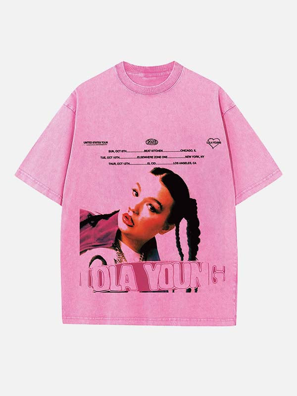Lola Young Print Round Neck T-shirt