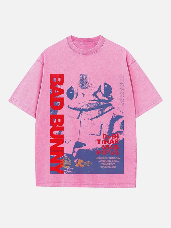 Bad Bunny Print Round Neck T-shirt