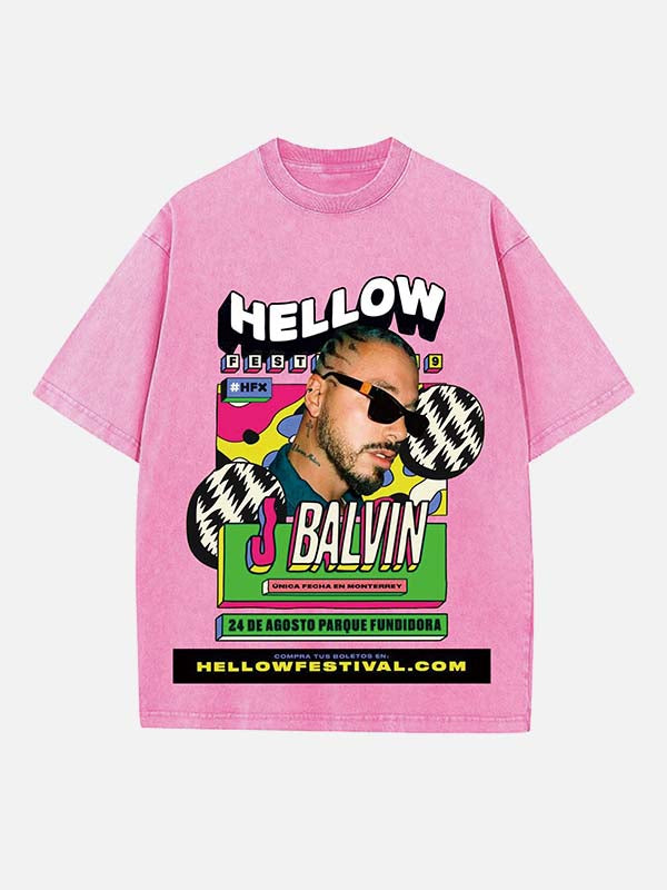J Balvin Print Round Neck T-shirt