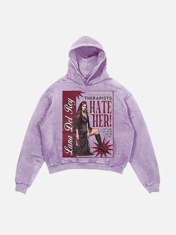Lana Del Rey Print Slant Pockets Hoodie