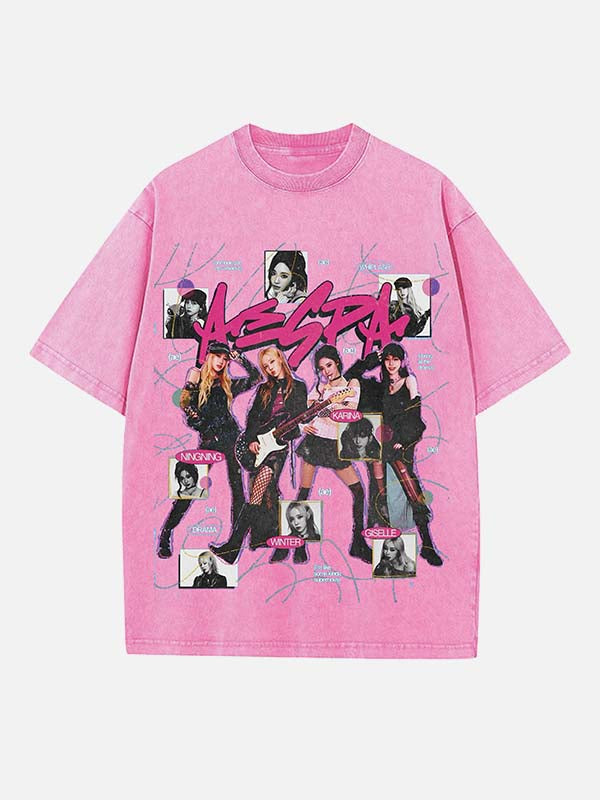Aespa Print Round Neck T-shirt