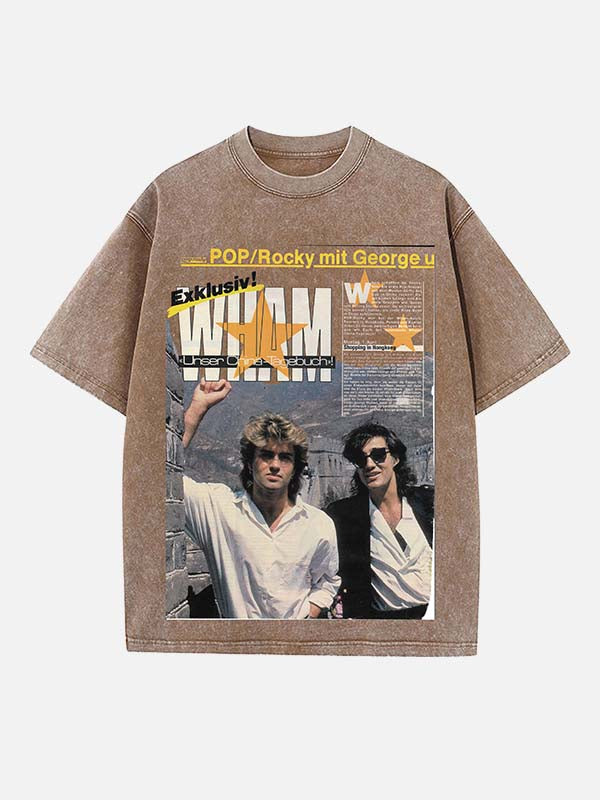 George Michael Wham! Print Round Neck T-shirt