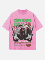 Green Day Print Round Neck T-shirt