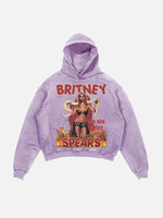 Britney Spears Print Slant Pockets Hoodie