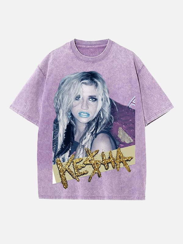 Kesha Print Round Neck T-shirt