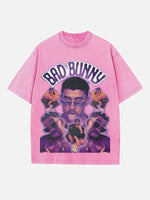 Bad Bunny Print Round Neck T-shirt