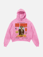 Bad Bunny Print Slant Pockets Hoodie
