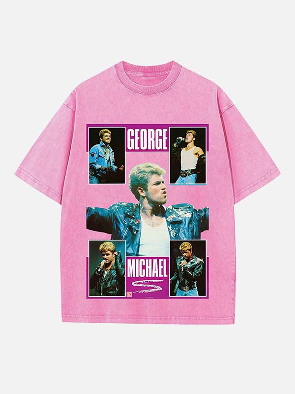 George Michael Wham! Print Round Neck T-shirt
