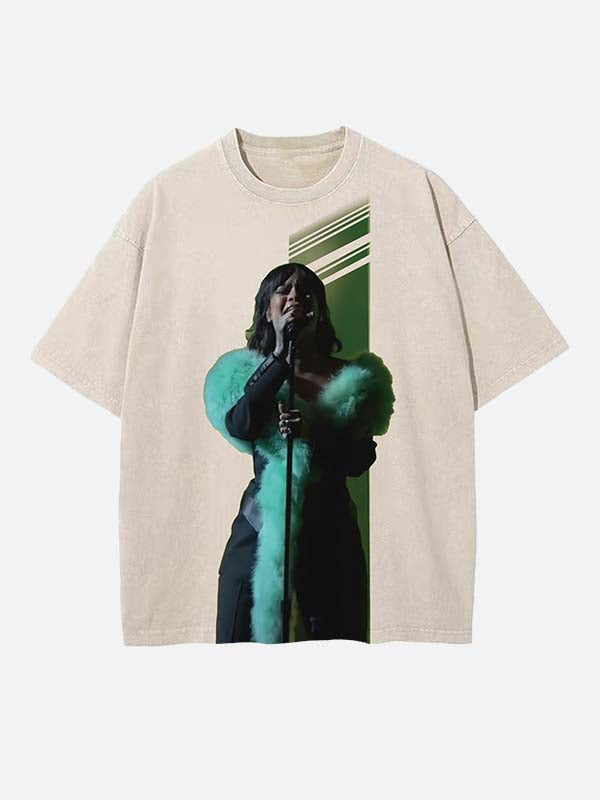 Rihanna Print Round Neck T-shirt