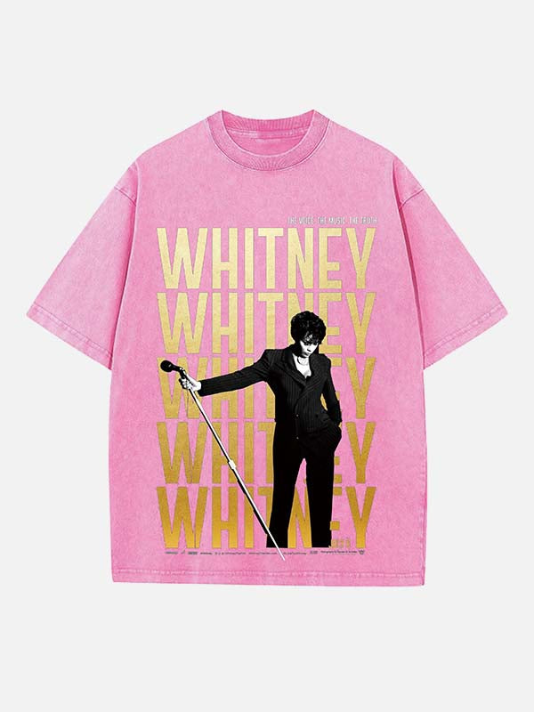 Whitney Houston Print Round Neck T-shirt