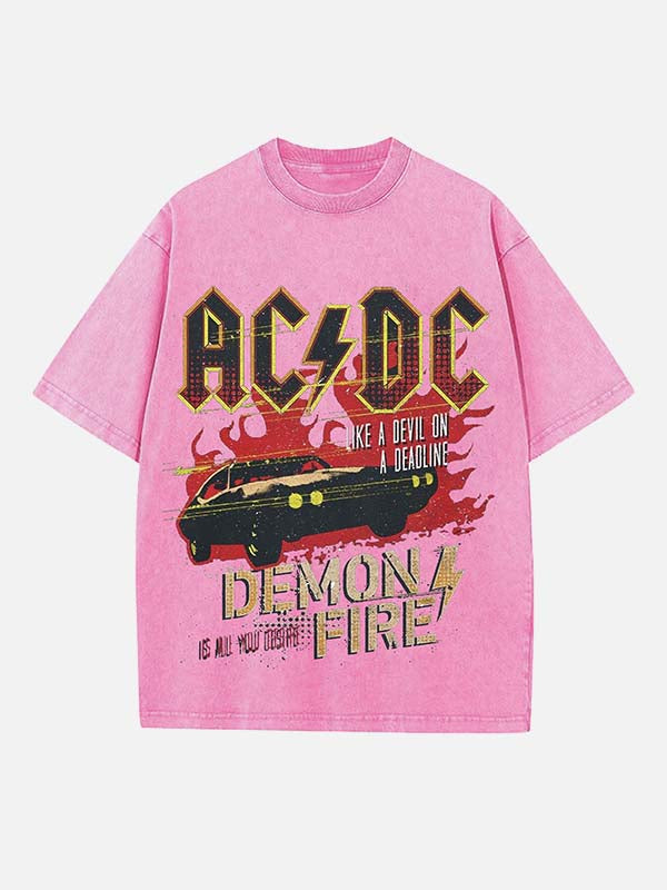 AC/DC Print Round Neck T-shirt