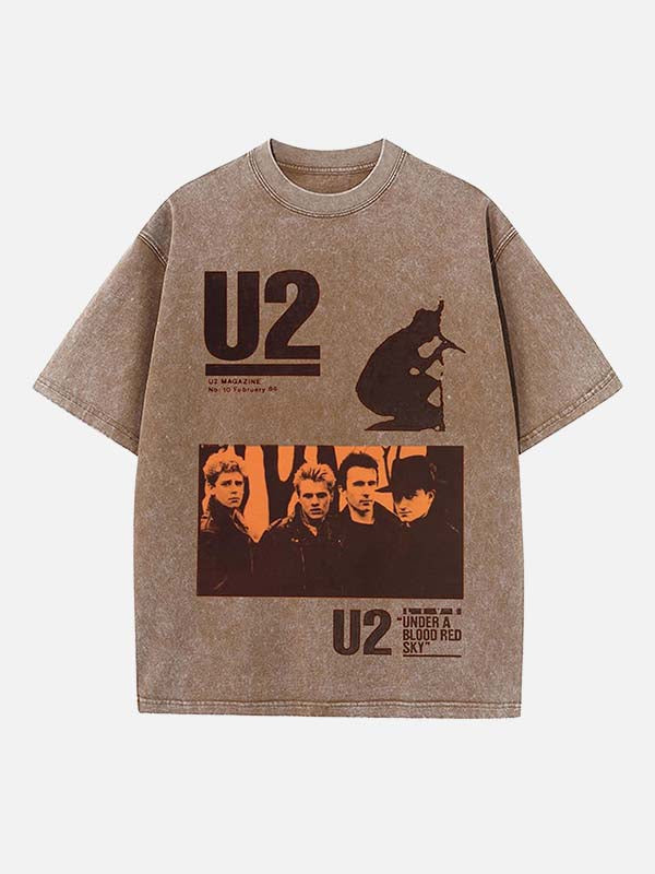 U2 Print Round Neck T-shirt
