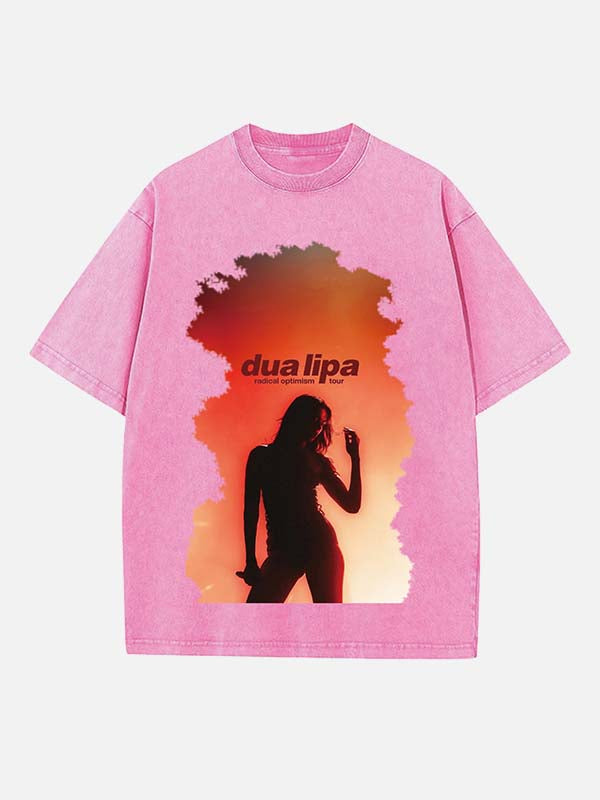 Dua Lipa Print Round Neck T-shirt