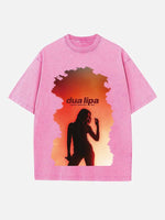 Dua Lipa Print Round Neck T-shirt
