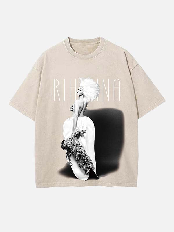 Rihanna Print Round Neck T-shirt
