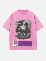 Whitney Houston Print Round Neck T-shirt