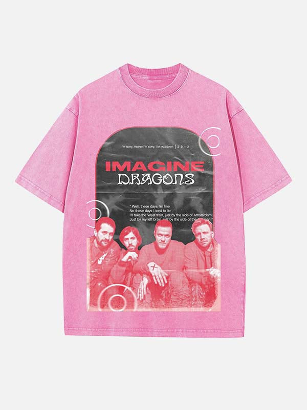 Imagine Dragons Print Round Neck T-shirt