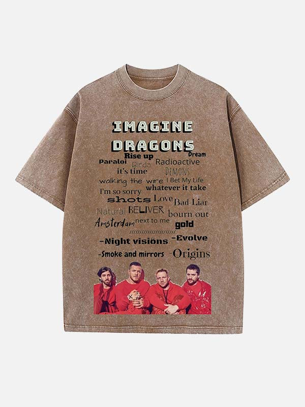 Imagine Dragons Print Round Neck T-shirt
