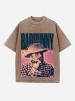Bad Bunny Print Round Neck T-shirt